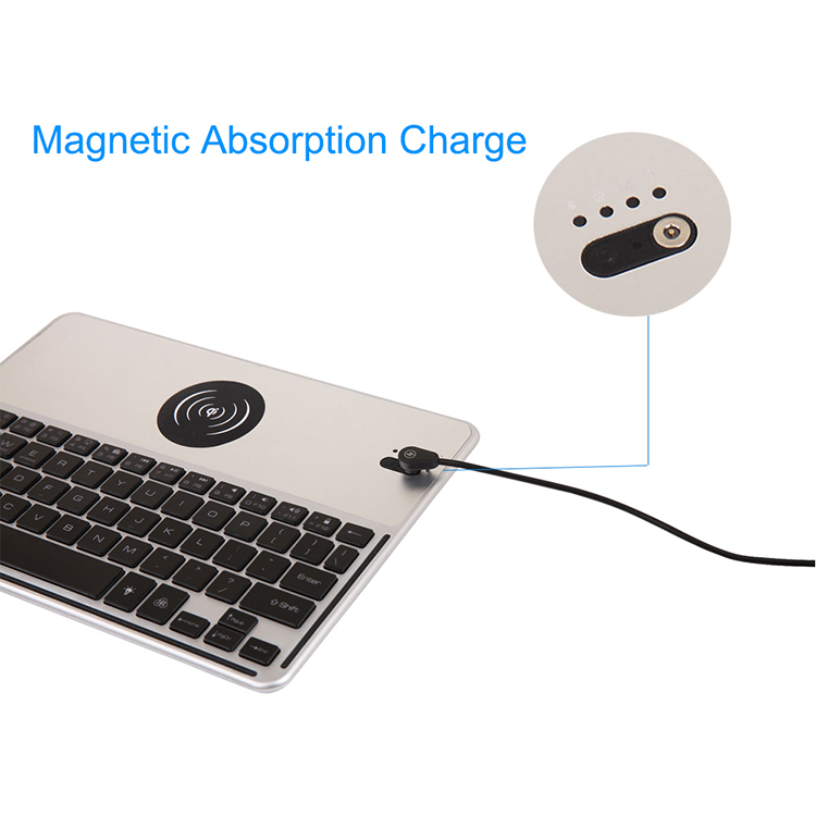 2 In 1 Qi Wireless Charger+7 Colors Backlit Bluetooth Keyboard For iPhone/iPad/Samsung/iOS/Android