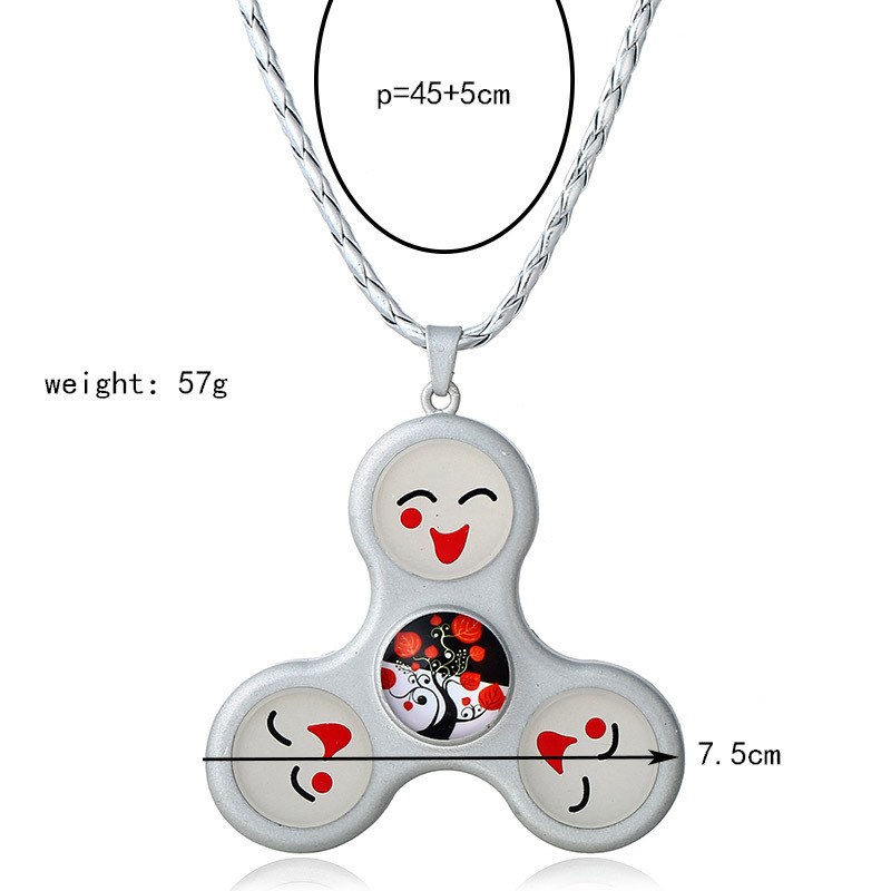Unisex Fidget Spinner Smile Face Trinity Necklace Pendant Necklace for Men Women
