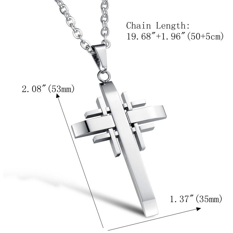 Trendy Silver Gold Men Cross Necklace Stainless Steel Charm Necklaces
