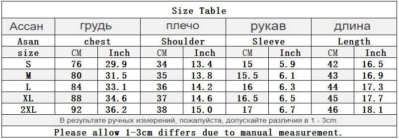 NVTX05英文尺码表